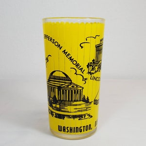 VTG WASHINGTON DC Souvenir Tumbler Hazel Atlas 5 "Gelb Trinkglas
