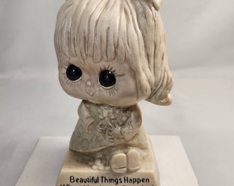 Vintage Russ Berrie Resin Figurine Beautiful Things Happen Love 70s Mid Century
