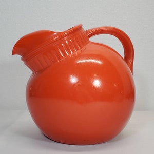 Vintage Orange Ball Jug Pitcher Anchor Hocking 80 oz 8&quot; Round