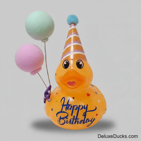HAPPY BIRTHDAY - Any Number Rubber Duck Gift Bedazzle Unique