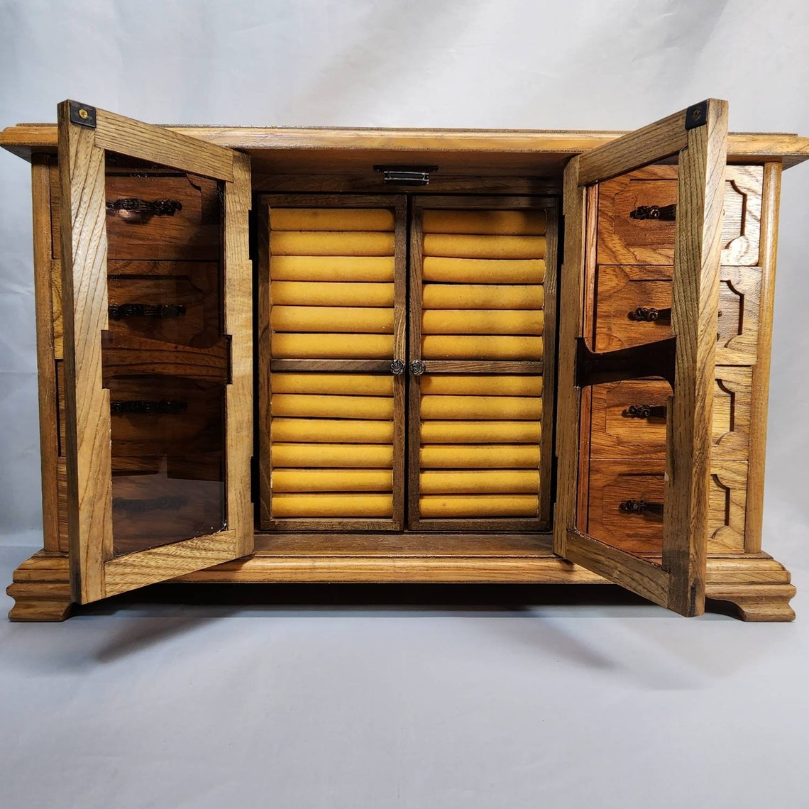 Vintage London Leather Jewelry Box Wood Gold Velvet Drawers Etsy