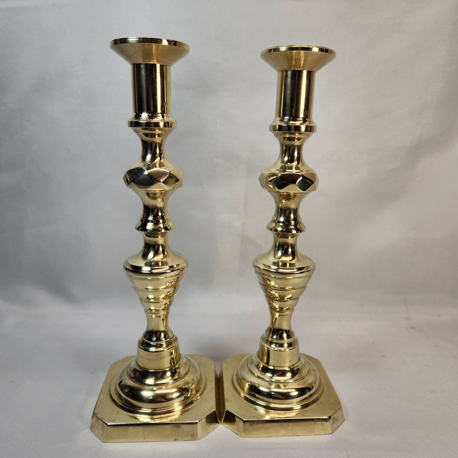 Vintage Antique Brass Pushup Candlesticks Beehive Missing Etsy