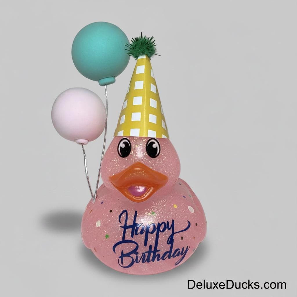 HAPPY BIRTHDAY - Any Number Rubber Duck Gift Bedazzle Unique