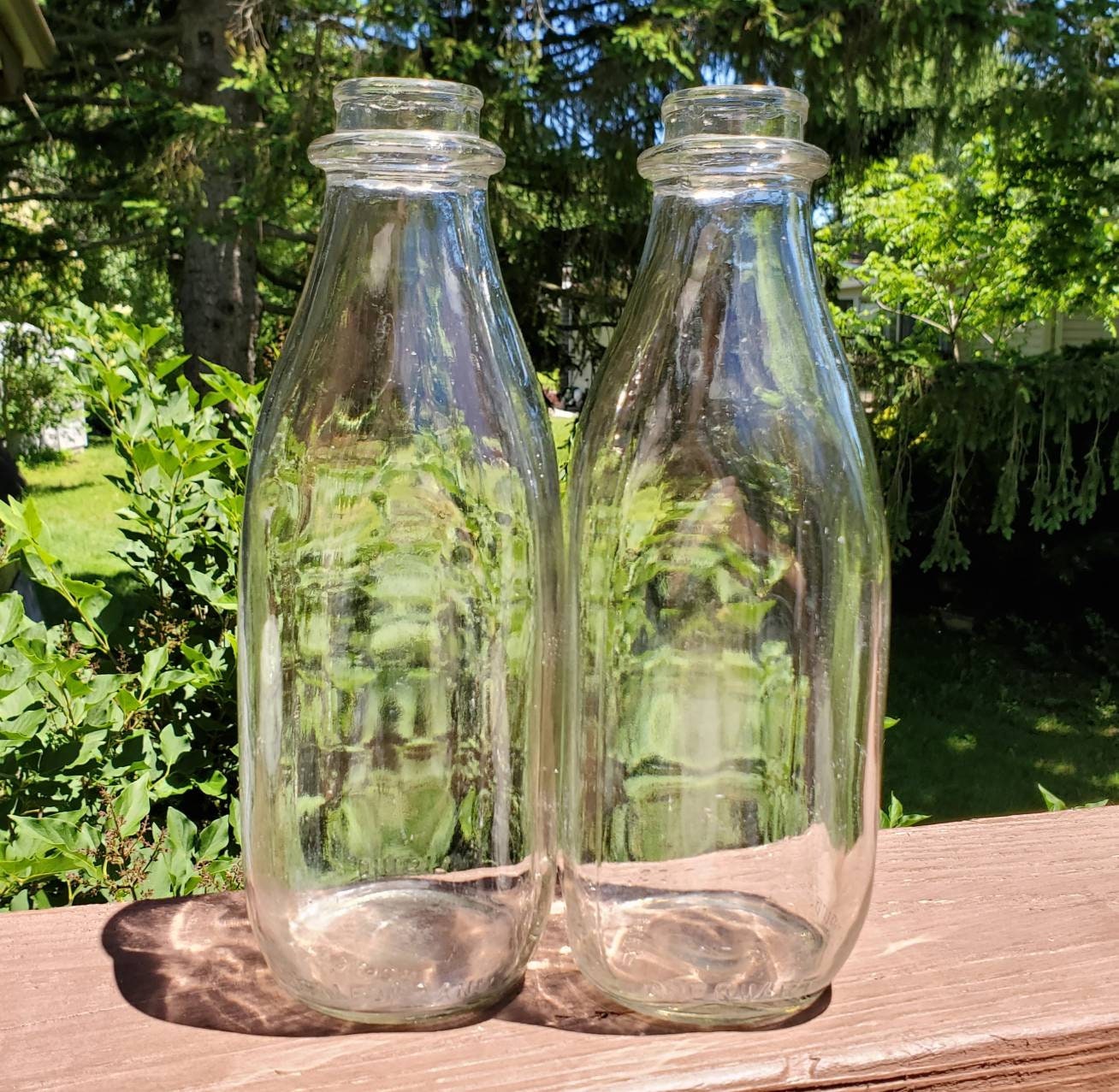 Vintage French Glass Milk Bottle –
