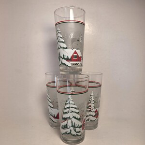 Vasos navideños de invierno vintage KIG Indonesia de 6 pulgadas, juego de 4