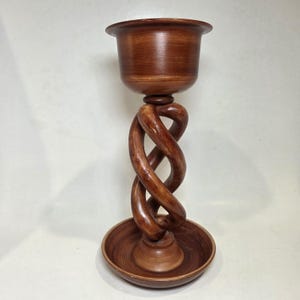 Pillar Candle Holder Italy Plastic Twisted Wood Look 10.75&quot; Tall