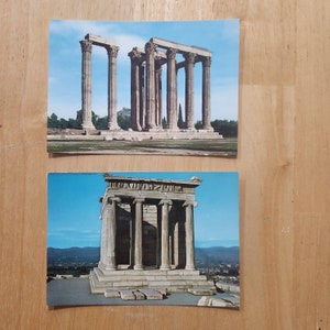 Cartolina illustrata anni '60 Atene Grecia Olimpionico Giove Nike Apteros Non pubblicata 44