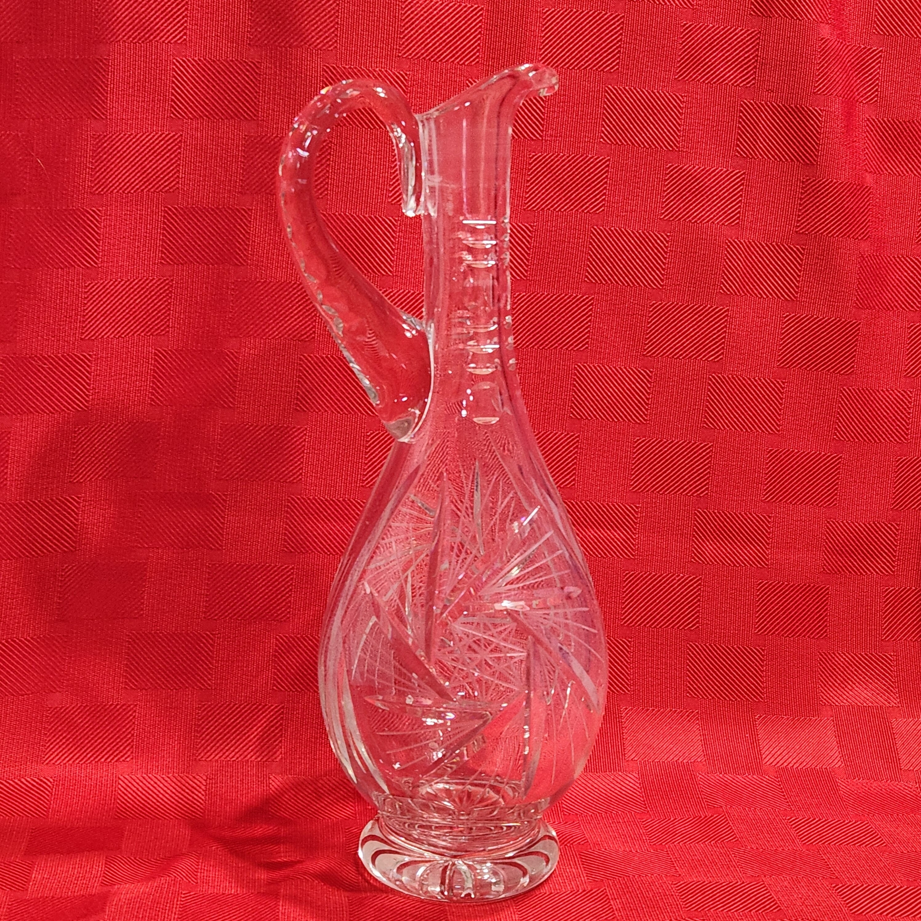 Vintage Crystal Cut Glass Liquor Decanter Carafe Bottle Round 32 Ounces Hobstar