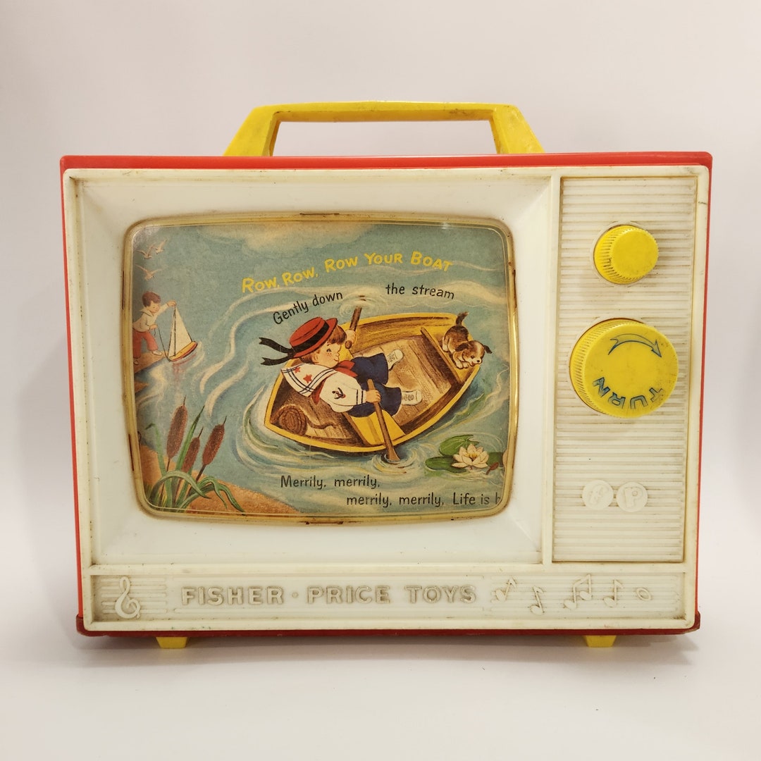 Vintage Fisher Price Giant Screen Music Box TV Row Your Boat London
