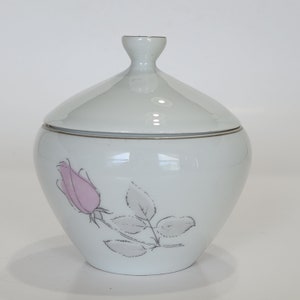 Vintage Arzberg ARZ23 Sugar Bowl Germany Pink Rose Gray Leaves