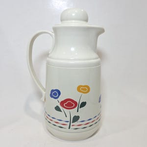 Vintage Phoenix Server Bottle Carafe Vacuum Pitcher White Floral 1 Liter Taiwan