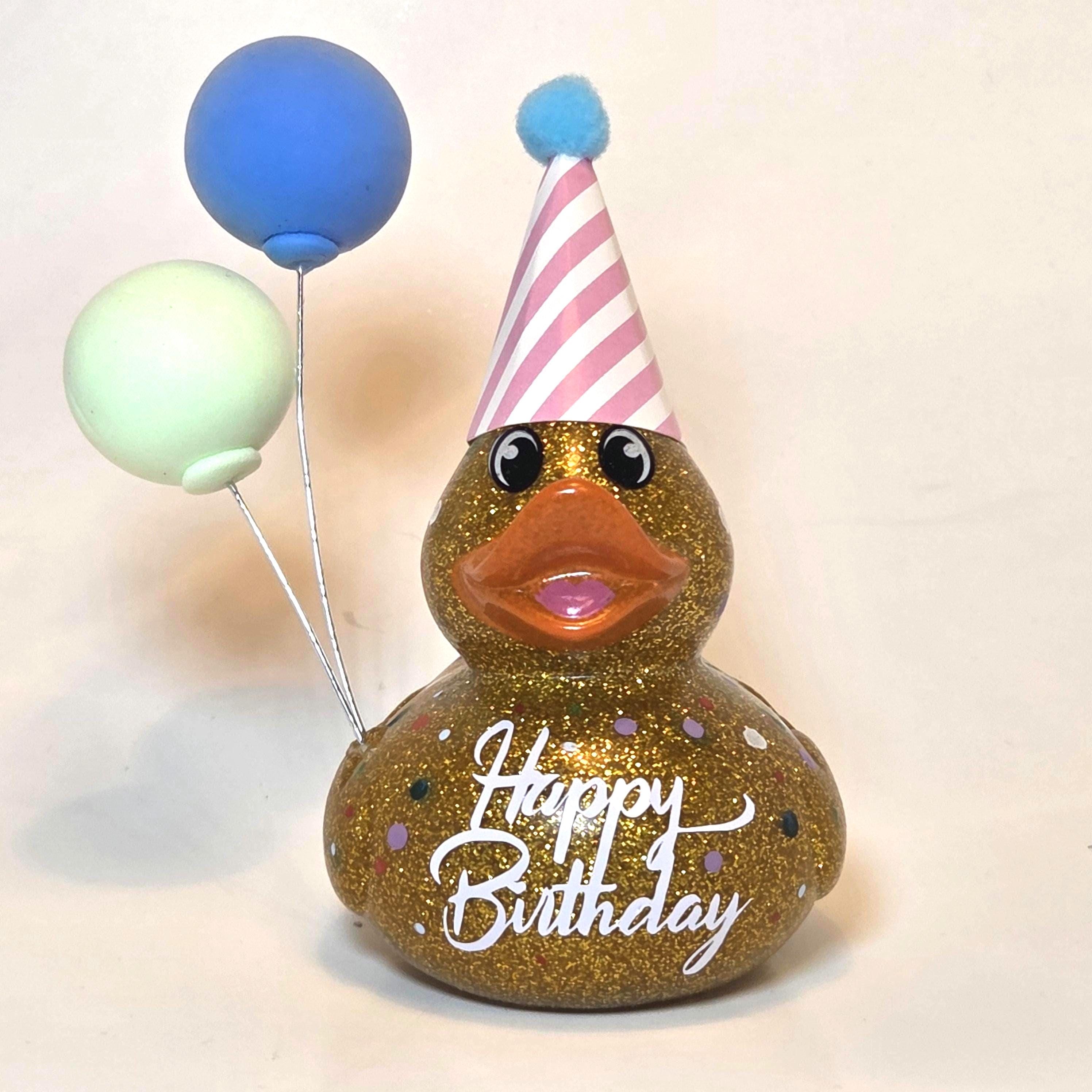 HAPPY BIRTHDAY - Any Number Rubber Duck Gift Bedazzle Unique