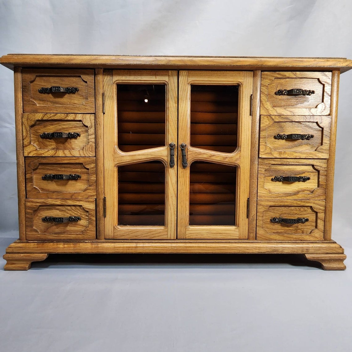 Vintage London Leather Jewelry Box Wood Gold Velvet Drawers Etsy