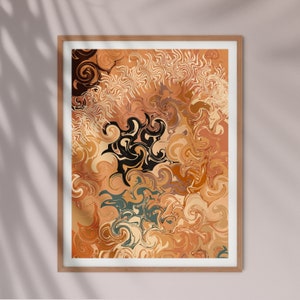 Orange Blue Abstract Digital Painting, Modern Art Print, Wall Art Decor, Colorful Printable