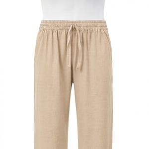 Summer Loose Cotton Trousers – Lightweight 100% Cotton Elastic Waist Pants | Unisex Casual Lounge Wear