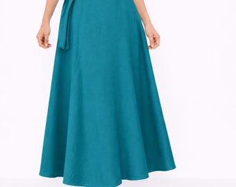 Colorful Cotton Wrap Skirt – Free Size Adjustable A-Line Women’s Summer Skirt