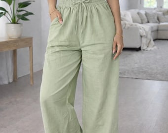 Vibrant High Waist 100% Cotton Palazzo Pants for Women – Wide Leg Summer Wear