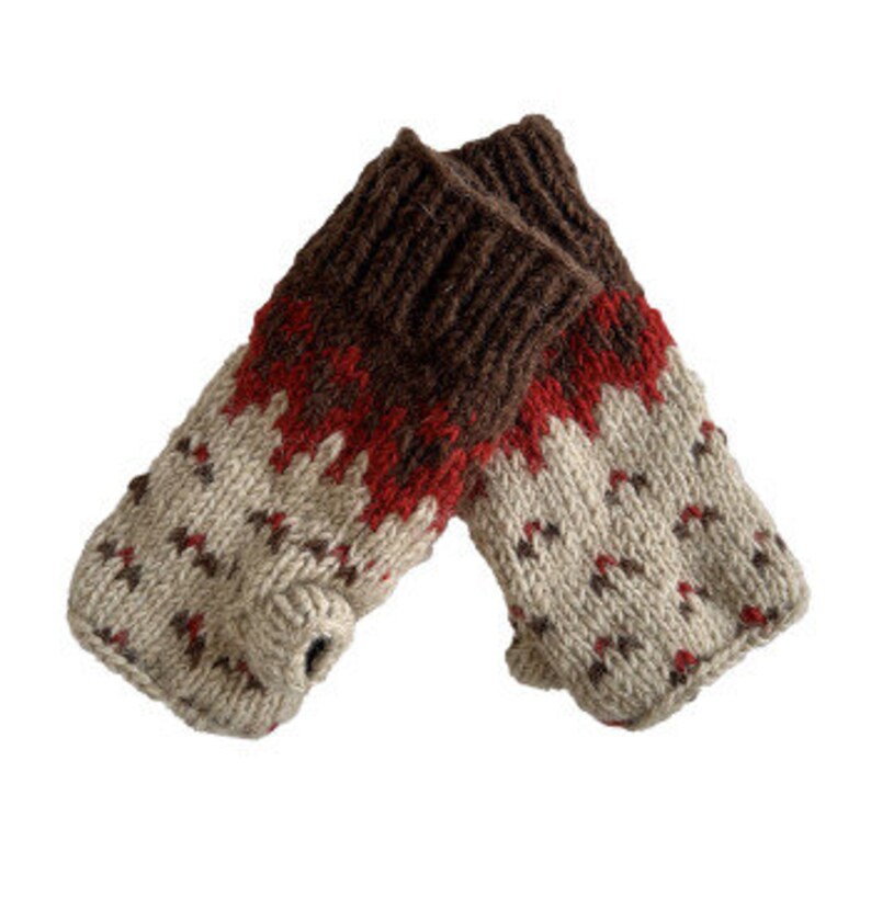 Brown - Kumaun Hand Knitted Acrylic Woollen Hand Warmer 32 main image 1
