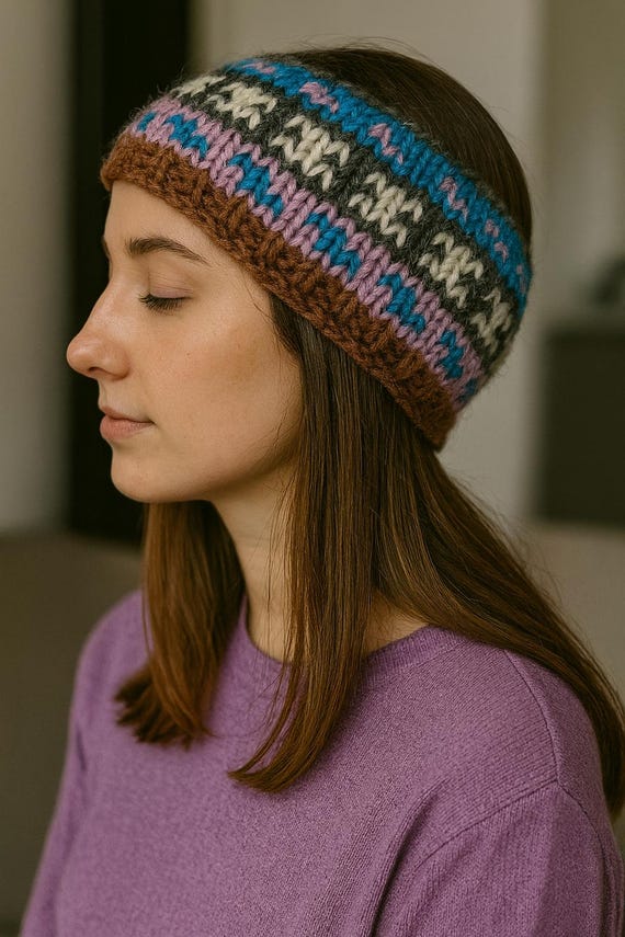 Handknitted Woolen Headband From Nepal 100% Wool & Soft  display picture 3