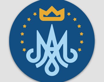 Auspice Maria Sticker - Virgin Mary Monogram - Ave Maria Catholic Vinyl ...
