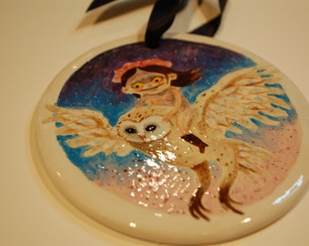 Hand Painted One of a Kind Ceramic Ornament
