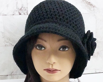 Winter Hat for Women, 1920s Vintage Crochet Flapper Hat, Jazz Era  Style Cloche, Retro Bucket Hat, Classic Roaring Twenties Wife Gift Cap