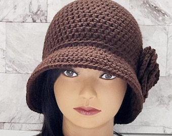 Crochet Cloche Hat, 1920s Vintage Flapper Fashion, Handmade Jazz Era  Cap, Stylish Winter Hat,  Retro Beanie for Women Gift