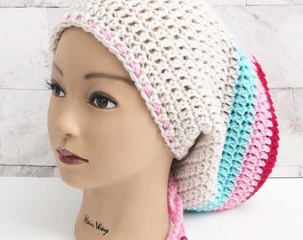 Oversized Crochet Rasta Tam, Dreadlock Hair Wrap, Jamaican Style Slouchy Beanie Locsock, Boho Dread Cap for Locs, Natural Hair Braids, Women