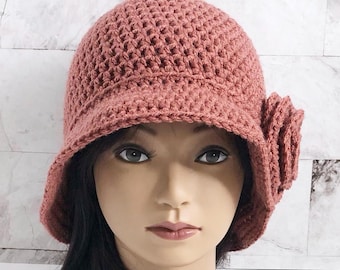 1920s Crochet Cloche Hat, Flapper Style, Handmade Jazz Era  Inspired Retro Fashion, Bucket Hat, Warm Beanie,  Winter Hat for Women Gift