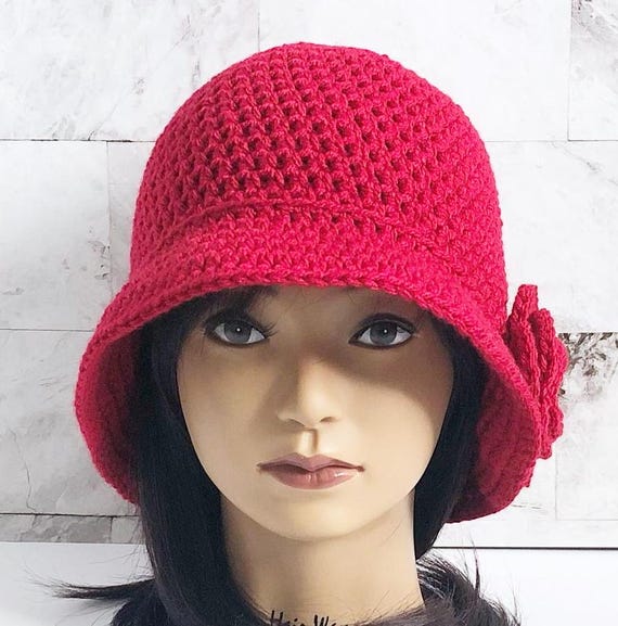 1920s Crochet Flapper Cloche Hat, Vintage Style Bucket Hat