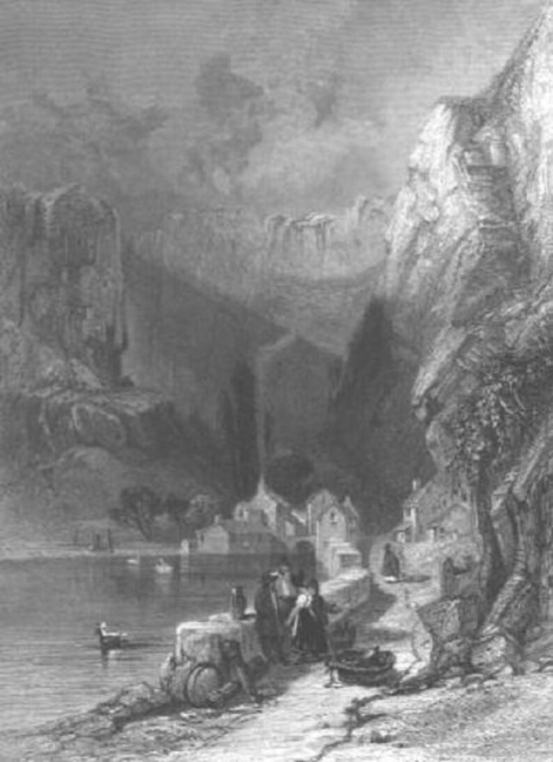 CHEDDAR NEAR Bath ENGLAND 1800s Vintage Art Antique Art Print Etsy