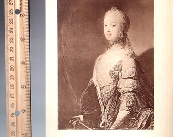 SOFIA MAGDALENA Sister of Christian VII Europe Royal Courts, Vintage Antique Steel Plate Photogravure Art Print, 1800s [Inv#SecEu 33