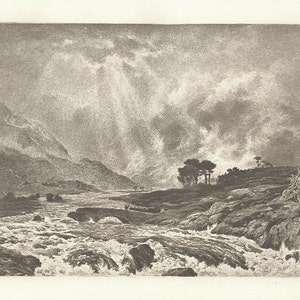 PETER GRAHAM LANDSCAPE Highlands Photogravure DuJardin 1800s Victorian Era Antique Art Print [Inv#LndEth 34