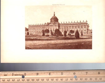 NEW PALACE of POTSDAM Victorian Europe Royal Courts, Vintage Antique Steel Plate Photogravure Art Print, 1800s [Inv#SecEu 4