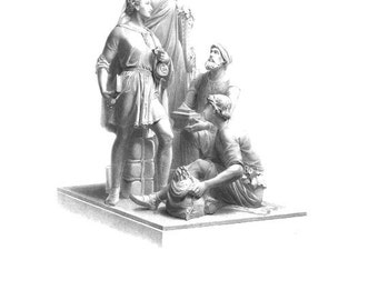 HYDE PARK ALBERT Memorial ~ Old Vintage Antique Steel Plate Engraving Art print 1800s  [Britart Inv# 80