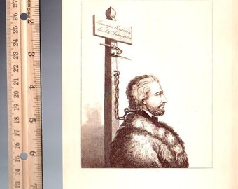 JACOB JOHAN ANKARSTROM Europe Royal Courts, Vintage Antique Steel Plate Photogravure Art Print, 1800s [Inv#SecEu 29