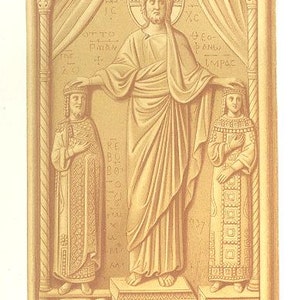 OTHON AND THEOPHANIE Iconography ~  Medieval Renaissance Full Color Chromolithograph Vintage 1800s Antique Art Print  [Inv# SomP #197