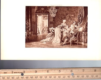 PALACE of VERSAILLES VINTAGE  Royal Courts, Vintage Antique Steel Plate Photogravure Art Print, 1800s [Inv#SecEu 73