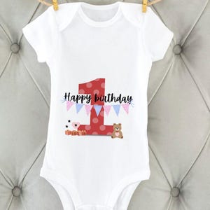 Girls Happy first birthday clip art, 1 year old sublimation graphics , girls 1st birthday invitation, 1st birthday card making images, PNG