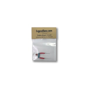 May include: A small clear plastic bag containing a treble bleed circuit for a guitar. The bag has a brown label with the text "LegendTone.com" and "Treble Bleed Circuit .001uF & 150K Resistor (Parallel)".