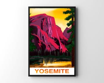 Impresión del Parque Nacional de Yosemite / Arte de El Capitán y Half Dome (Descarga digital)