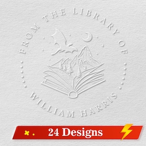 Personalized  book embosser/book stamp/custom embosser/Library embosser/cat Lover Gifts/From the Library of/book embosser/Book Lover Gift