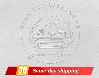 Buchprägung,Buchstempel, personalisierte Buchprägung,Benutzerdefinierte Prägung,Library Embosser,aus der Bibliothek von,Geschenk für Buchliebhaber