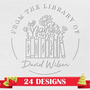 Personalisierter Buchpräger, aus der Bibliothek von Stempeln, Bibliotheksstempel, Weihnachtsgeschenke für Buchliebhaber