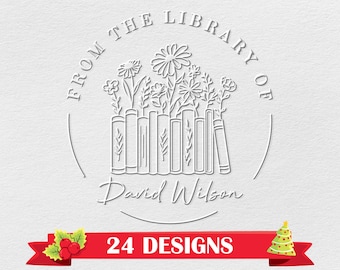 Personalized Book Embosser,Custom Book Embosser,From The Library Of Stamp, Library Stamp,Paper Embosser,Christmas Gifts for Book Lovers