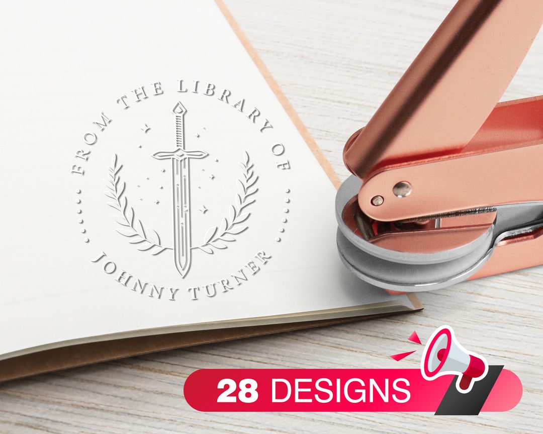 Tampon Embosseur Personnalisé Papillon Pour Livres - Poignée Ergonomique, Pour Documents, Invitations, Cadeau Bibliophile