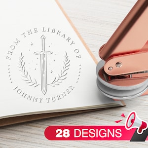Timbro per libri personalizzato/personalizzato/regalo per gli amanti dei libri/embosser per biblioteca/dalla biblioteca di/embosser per carta/embosser per Ex Libris
