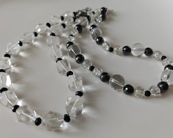 Rock crystal statement necklace, handmade two-tone necklace, necklace with large rock crystal beads, rock crystal jewelry, Mother's Day gift