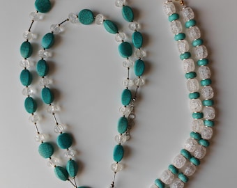 Statement necklace, necklace with turquoise stones, turquoise necklace, rock crystal necklace, gift, necklace with pendant, solid jewelry