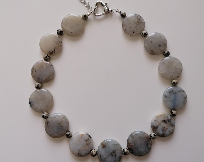 Featured listing image: Dendritic opal necklace, handmade dendritic opal necklace, dendritic opal jewelry, gemstone dendritic opal necklace, handcrafted jewelry